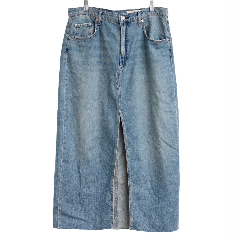 Rag & Bone Blue Washed Denim Five Pocket Mid-Calf Skirt Sz33 (US14) Western Boho